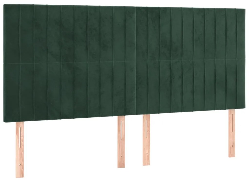 Cadru de pat cu tablie, verde inchis, 160x200 cm, catifea Verde inchis, 160 x 200 cm, Benzi verticale