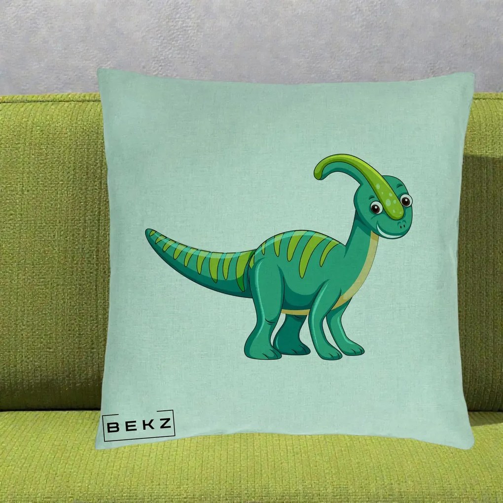 Perna Decorativa Parasaur Verde, 40x40 cm, Verde Menta, Husa Detasabila, Perna Inclusa, BEKZ®