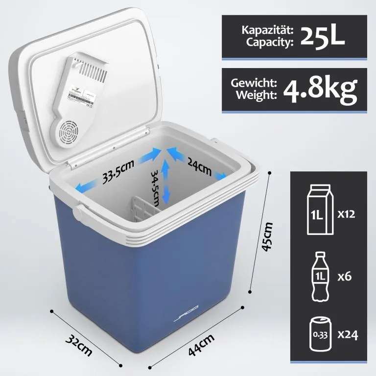 Jago Ladă frigorifică electrică 2 în 1, 25 l, albastru