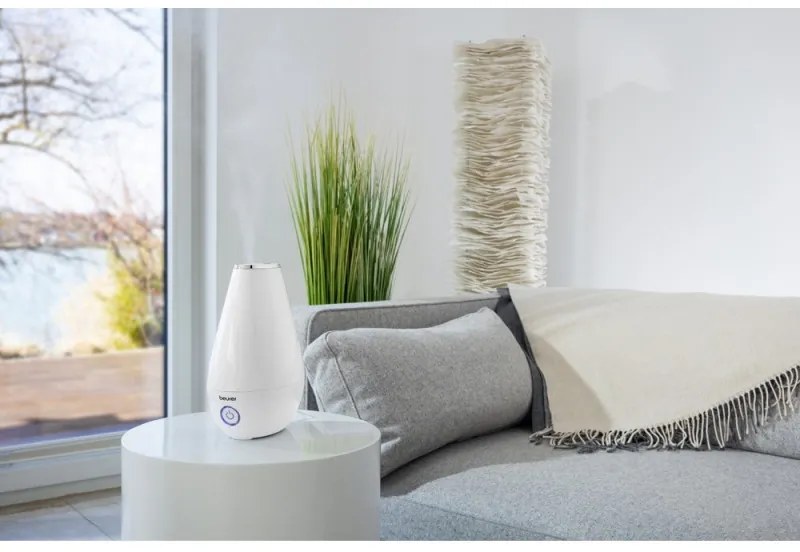 Umidificator de aer cu aromatizare Beurer LB 37, Pаnа la 20 m², 200 ml/h, Indicatori LED, Mod de noapte, Alb