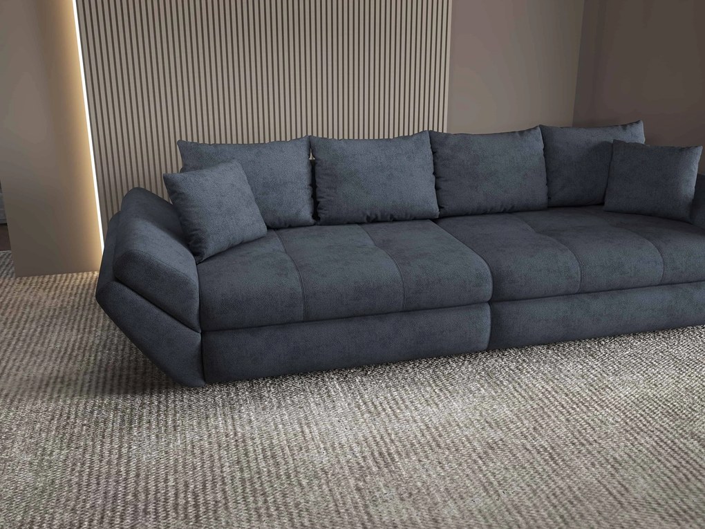 Canapea extensibilă dumonde cu ladă de depozitare si sezut confortabil din spuma high-density, Loana Enjoy Antracit 300x100 cm