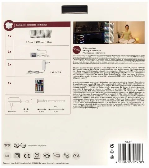 Paulmann 70697 - Bandă LED RGBW 10,5W reglabilă DIGITAL 4,8m 230V + DO