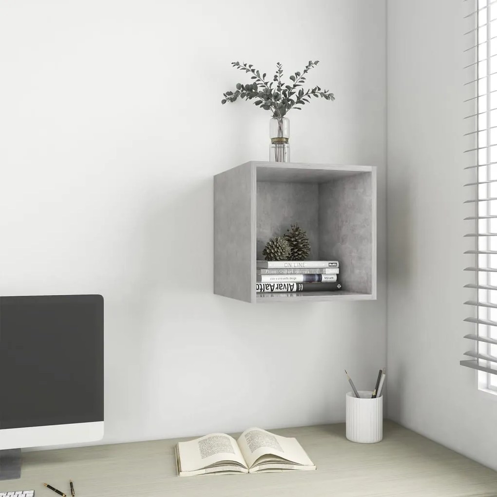 vidaXL Dulap de perete, gri beton, 37x37x37 cm, PAL