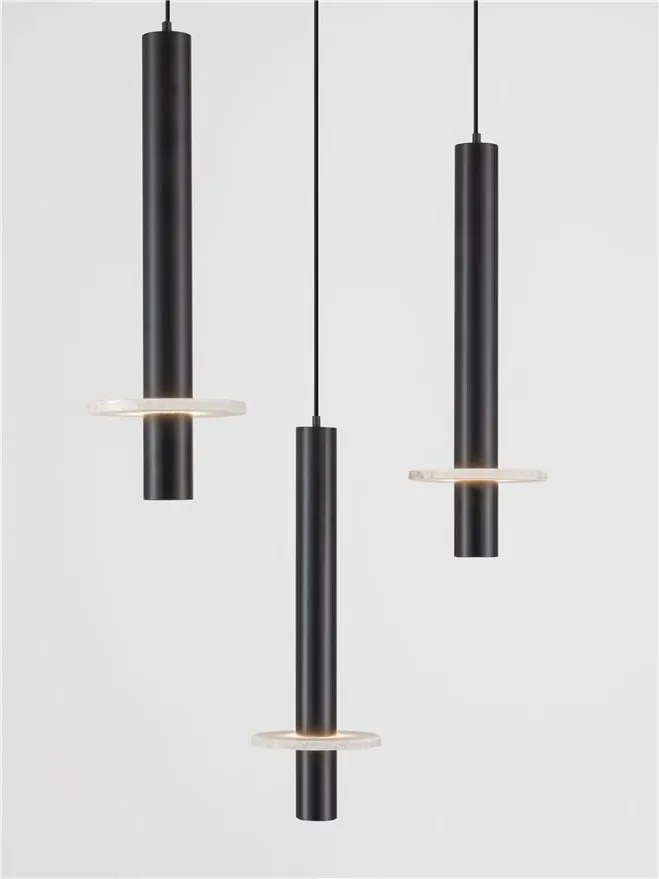 Lustra cu 7 Pendule tub subtire aluminiu negru si alabastru LED NOEMI