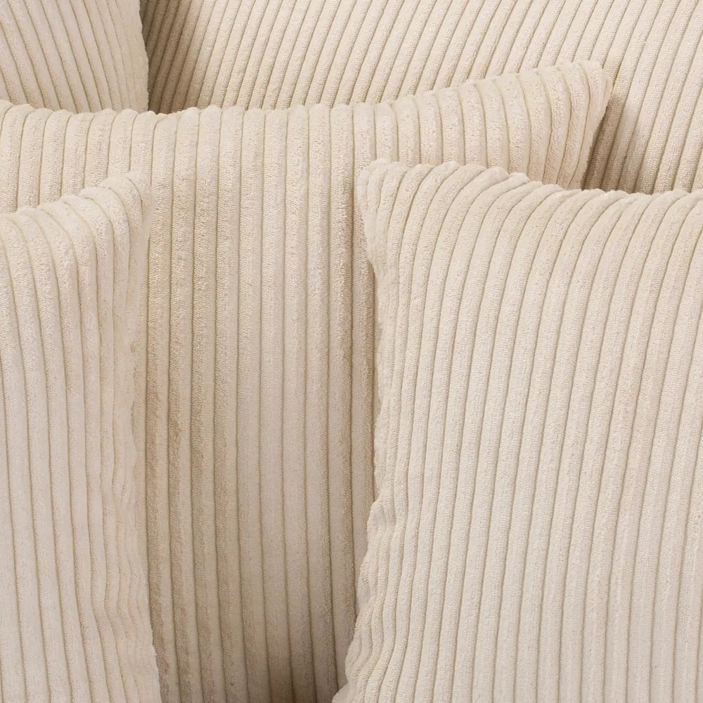 Colțar crem cu tapițerie din catifea reiată (cu colț pe partea stângă ) Ariella – Ropez