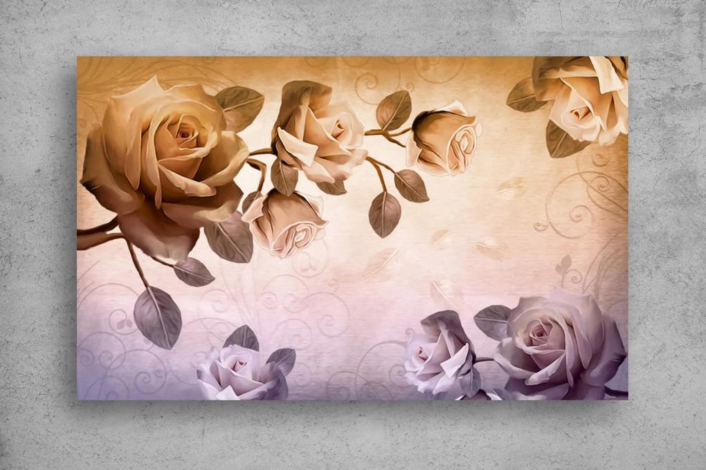 Tapet Premium Canvas - Trandafirii vintage 3d abstract