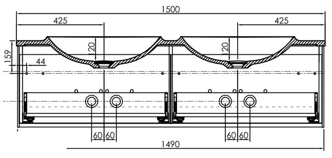 Set mobilier suspendat si lavoar Kolpasan, Pandora, 150 cm, alb