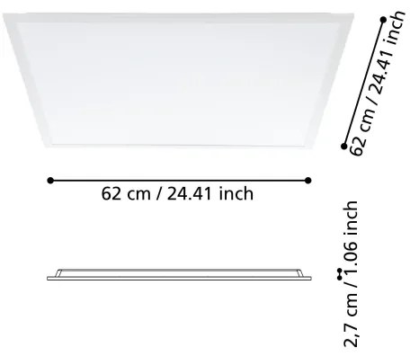 Panou LED aplicat Eglo 900938 RABASSA LED/33W/230V 62x62 cm