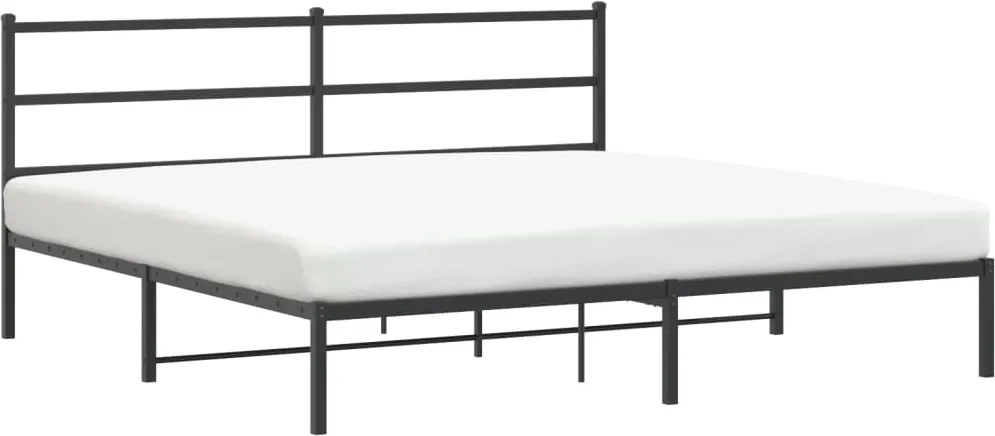 vidaXL Cadru de pat metalic cu tăblie, negru, 193x203 cm
