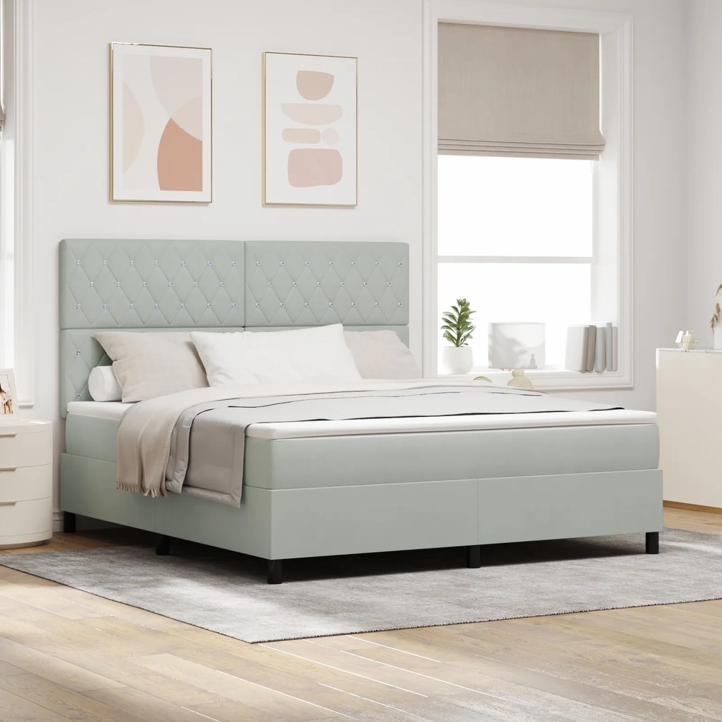 vidaXL Pat cu arcuri cu saltea Gri deschis 180 x 200 cm Catifea