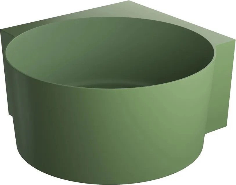 Cada pe colt asimetrica Omnires Ovo M+ compozit verde olive mat 120x120 cm