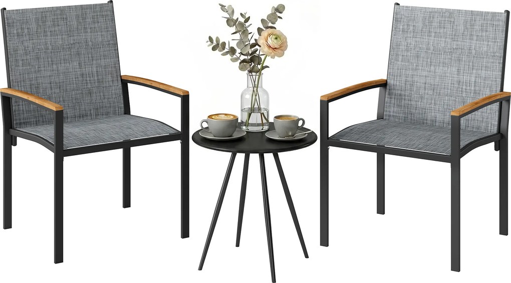Outsunny Set bistrou 3 piese: Scaune din plasă și masă, Gri mixt. | Aosom Romania