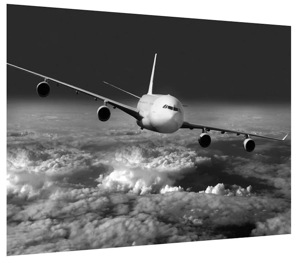 Tablou alb negru cu avion în nori (70x50 cm), în 40 de alte dimensiuni noi