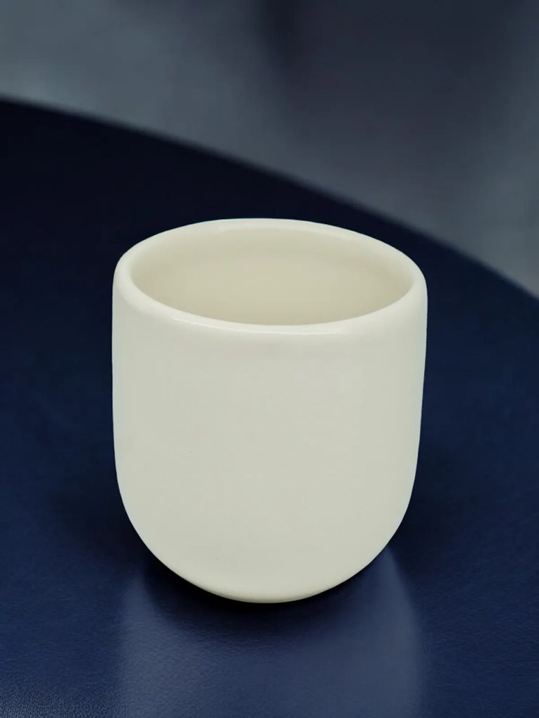 Pahar Cafea NOVUM White Jasmine 250 ml (Alb Iasomie, Lapte, Vanilie, Lucios) Gresie Ceramica Glazurata Manual