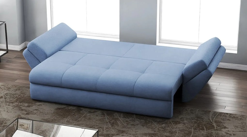 Canapea extensibilă dumonde cu ladă de depozitare si sezut confortabil din spuma high-density, Loana Enjoy Blue 250x100 cm
