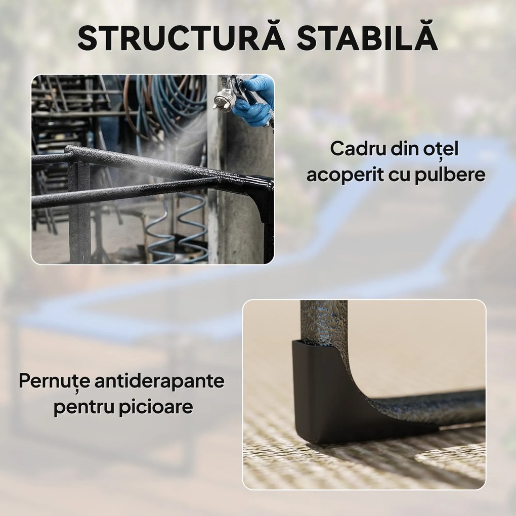 Outsunny Șezlong Pliabil, Spătar Reglabil pe 4 Poziții, Mânere pentru Transport, Culoare Albastru | Aosom Romania