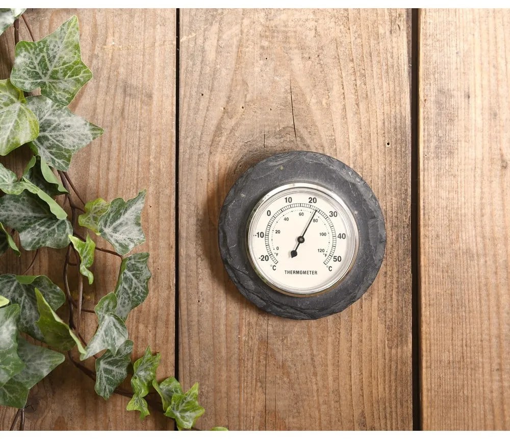 Termometru din ardezie pentru perete Esschert Design,10 cm