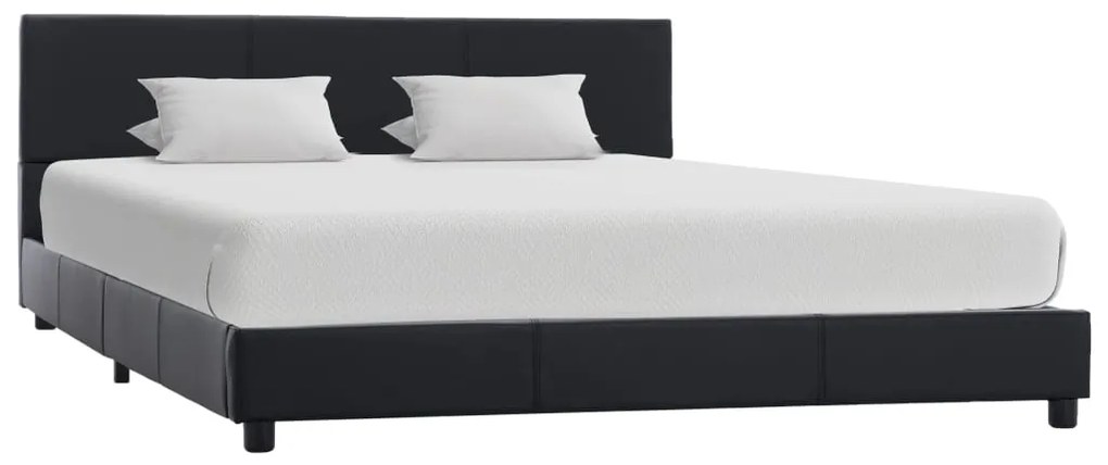 vidaXL Cadru de pat, negru, 140x200 cm, piele ecologică