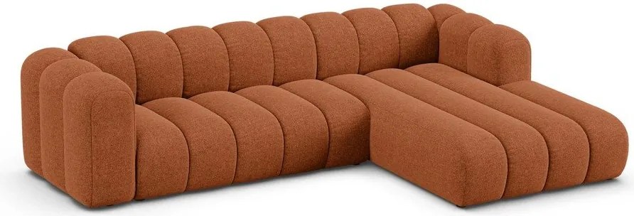 Colțar cărămiziu cu tapițerie din chenille (cu colț pe partea dreaptă/cu șezlong) Lupine – Micadoni