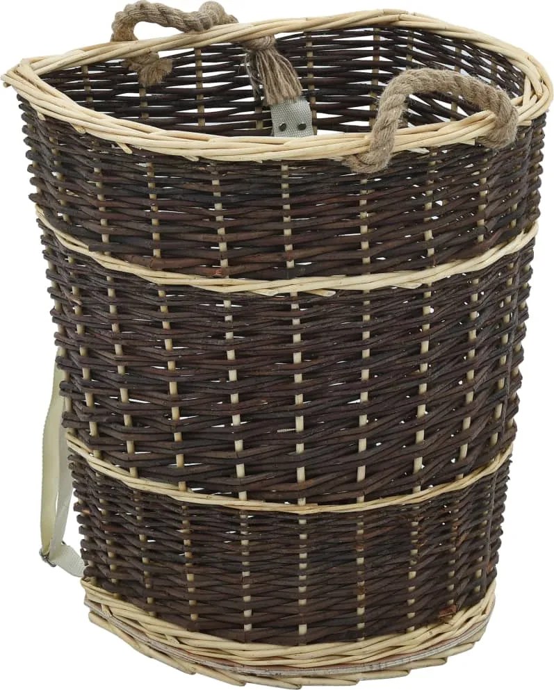 vidaXL Coș lemne foc curele de transport, natural 44,5x37x50 cm salcie