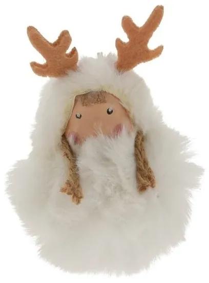 Decoratiune brad fetita ren Deer alb 12 cm