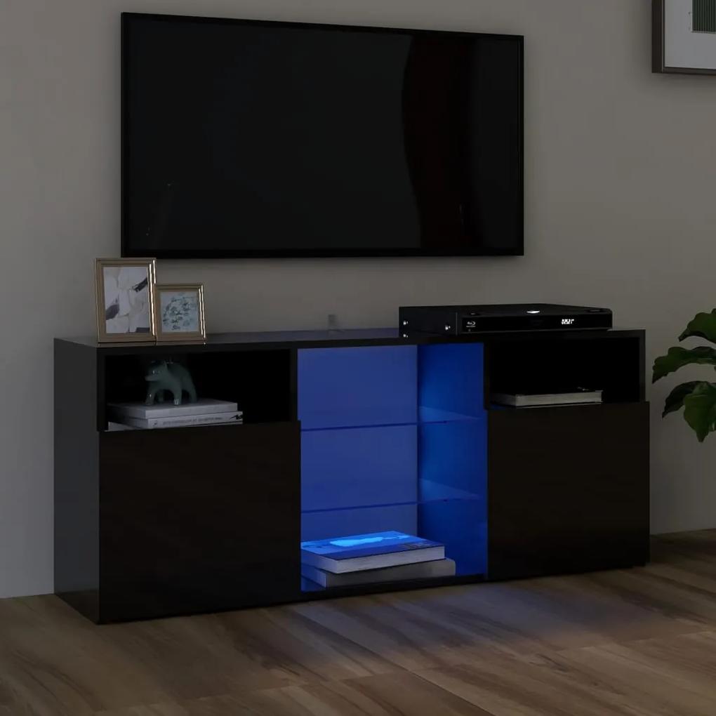 Comoda TV cu lumini LED, negru extralucios, 120x30x50 cm 1, negru foarte lucios