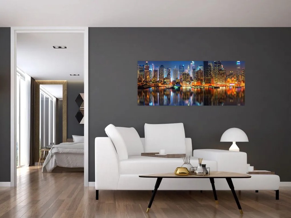 Tablou cu Manhattan noaptea (120x50 cm)