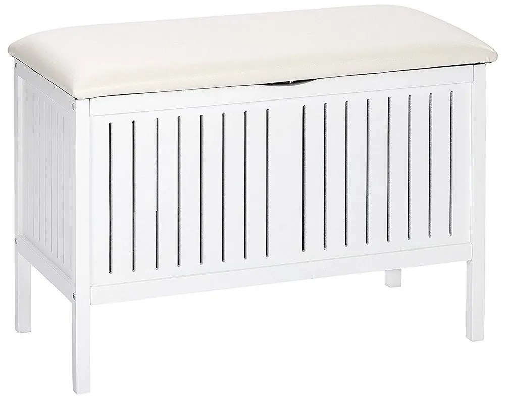 Cos rufe/scaun, Wenko Oslo, 2 in 1, 17 L, Lemn, Alb