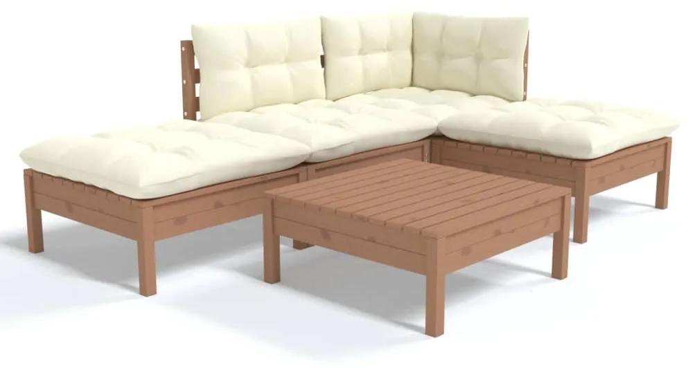 3096295 vidaXL Set mobilier grădină cu perne, 5 piese, maro miere, lemn de pin