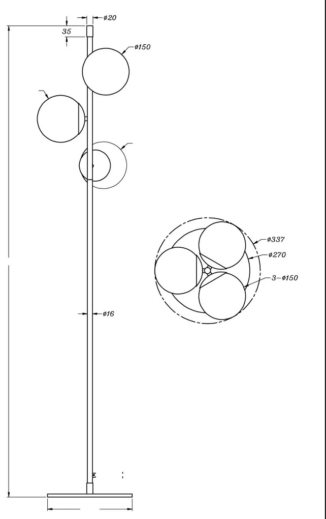 Lampadar cu 3 surse de iluminat design elegant Nostalgia