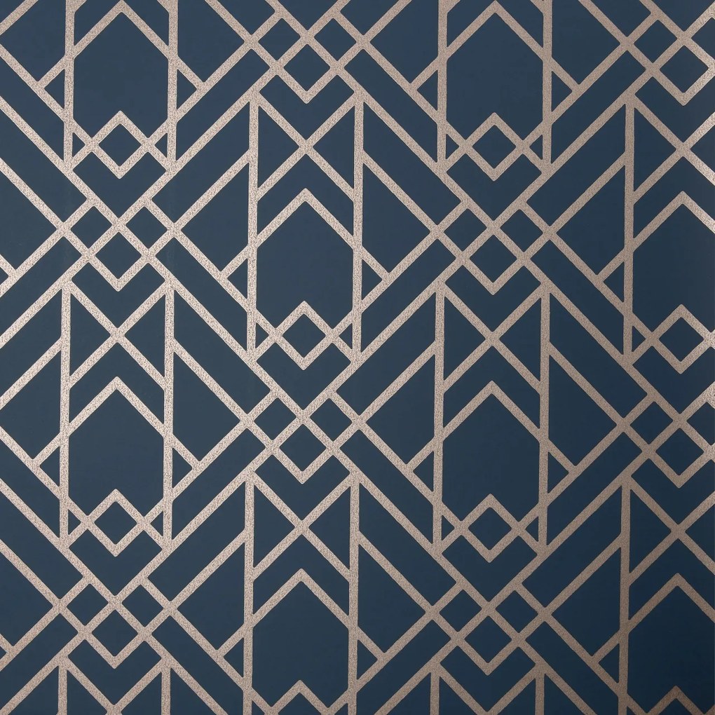 Tapet Metro, Midnight Blue Luxury Geometric, 1838 Wallcoverings, 5.3mp / rola