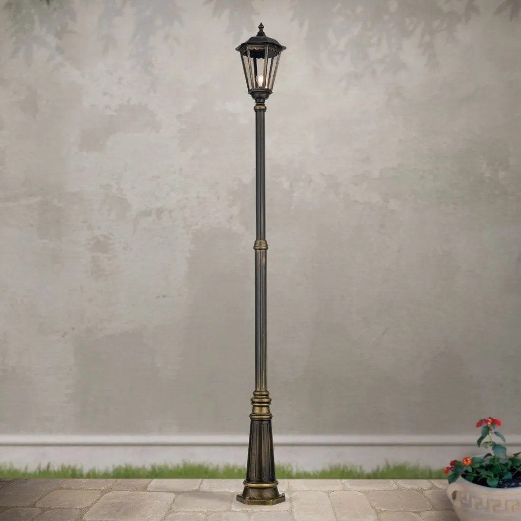 Stalp iluminat exterior stil clasic IP43 H249 Puchberg AL 11K/82508 schwarz-gold/rauch OR