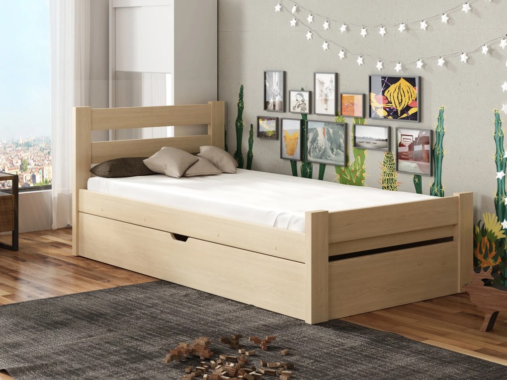 Pat pentru copii 90 x 190 cm Nia (cu somieră și sp. depozitare) (Pin). Promo -10%. 1012888