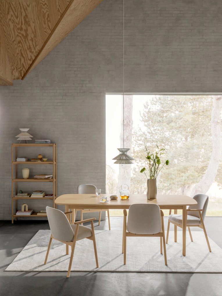 MAZZONI EXPORT RODERIC Bej (material Apia 453)/cadru stejar albit uleiat - SCAUN DE LEMN CHENILLE PENTRU SUFRAGERIE LIVING BUCĂTĂRIE RETRO