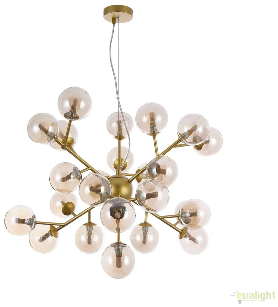 Lustra deosebita cu 24 de surse de lumina Dallas, auriu mat/ chihlimbar MYMOD545PL-24G
