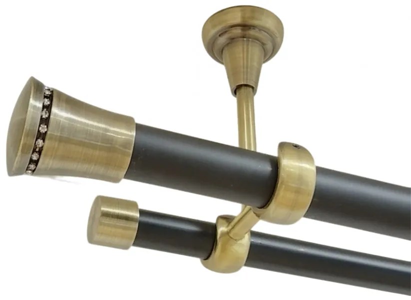 Galerie tavan fara inele BOSTON - 25/19 - negru/aur antic (Alege marime: 160 cm)