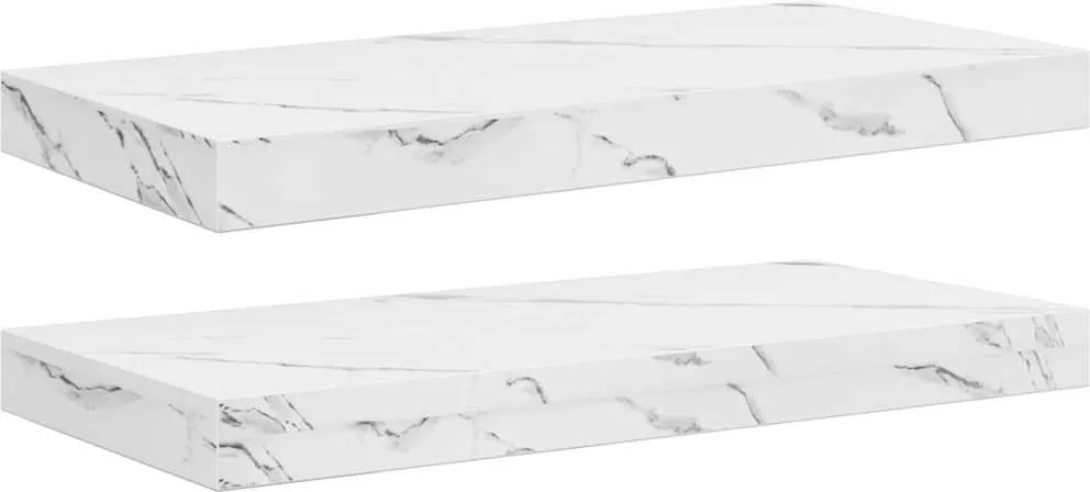 vidaXL Raft de perete Pe perete 2 pcs Marmură albă 50 x 23,5 x 4 cm