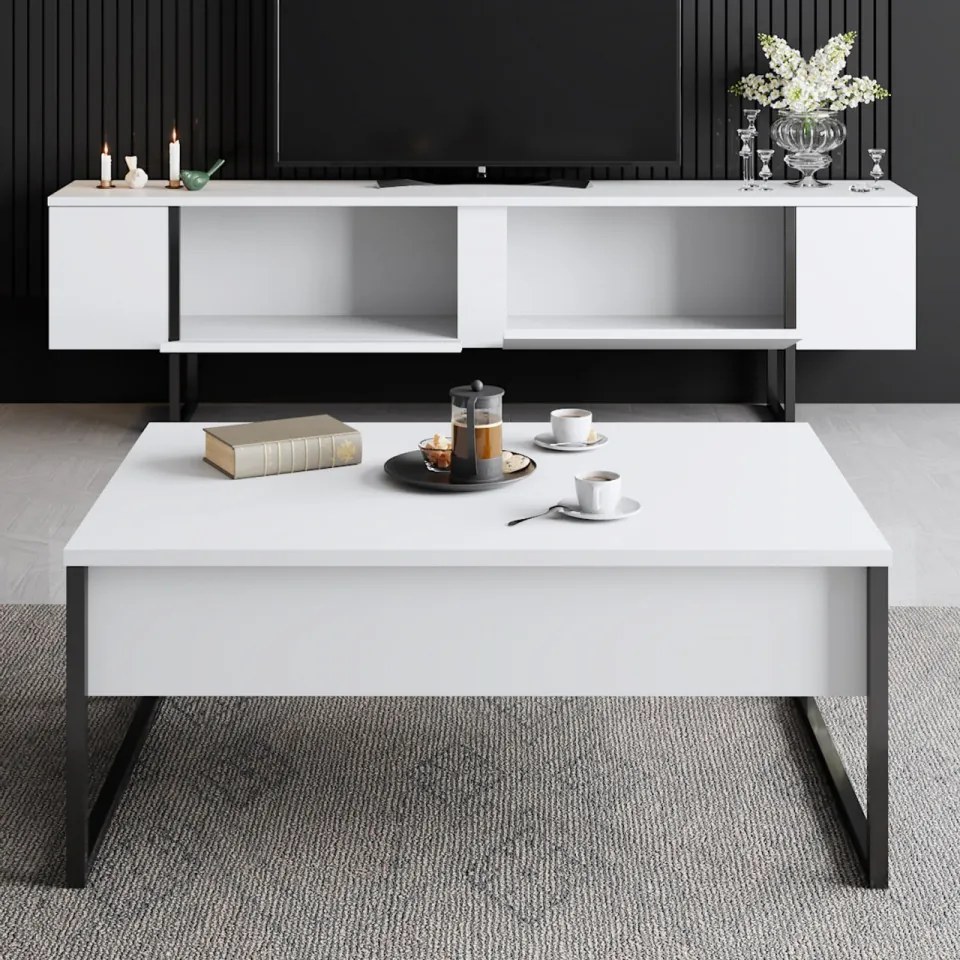 Comoda TV Luxe, Alb / Negru