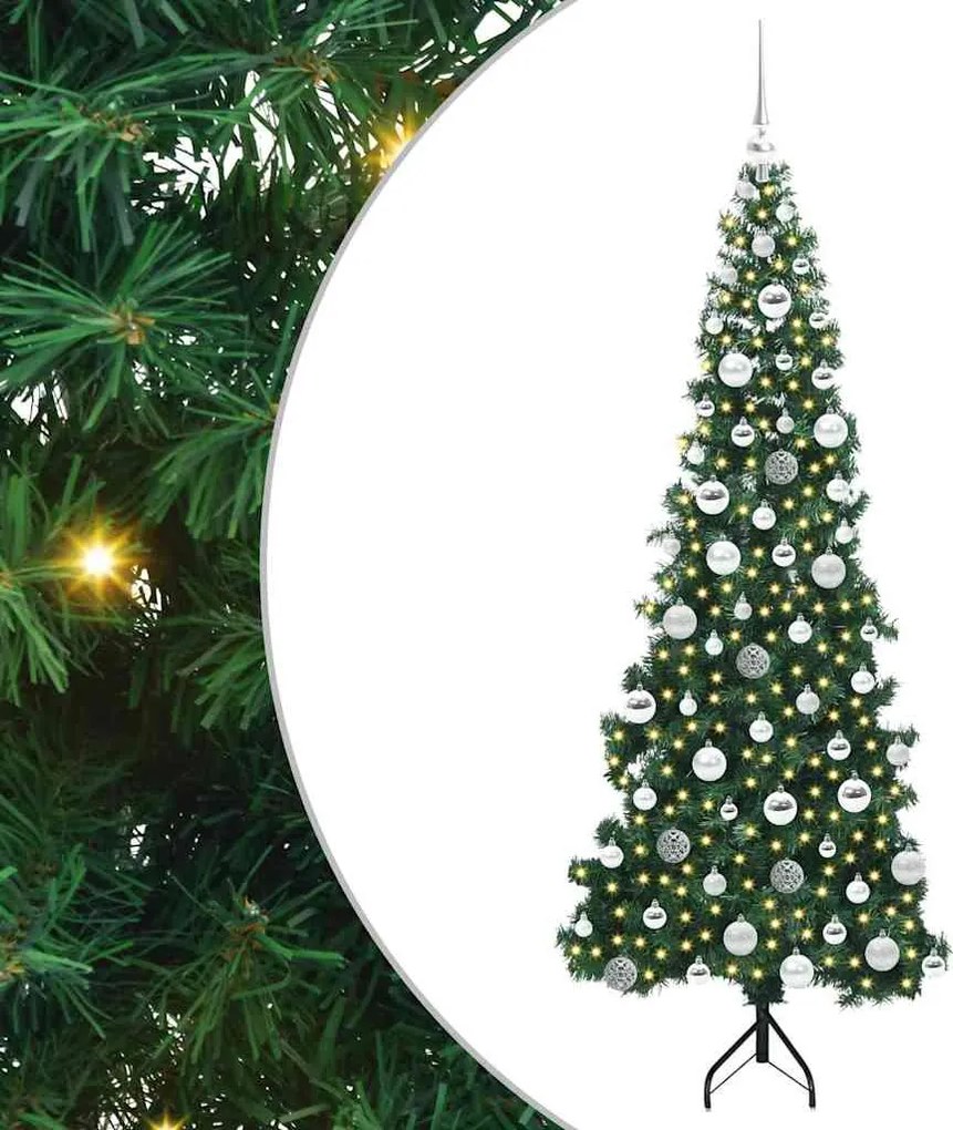 vidaXL Pom de Crăciun Artificial pentru Colț Verde 180 cm PVC și Metal