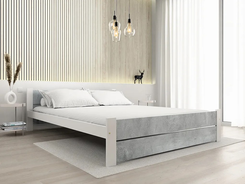 Pat IKAROS DOUBLE 180 x 200 cm, beton/alb Saltea: Saltea SOMMERA 18 cm, Somiera: fara somiera