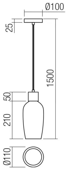 Lustră pe cablu Redo 01-4044 ATLANTIS 1xE27/42W/230V d. 11 cm negru
