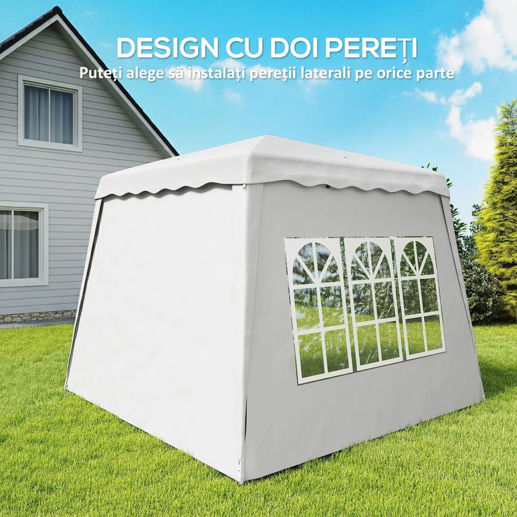 Outsunny Pavilion Pliabil UV50+ cu 2 Părți Laterale Stâlpi Oblici Geantă Transport | Aosom Romania