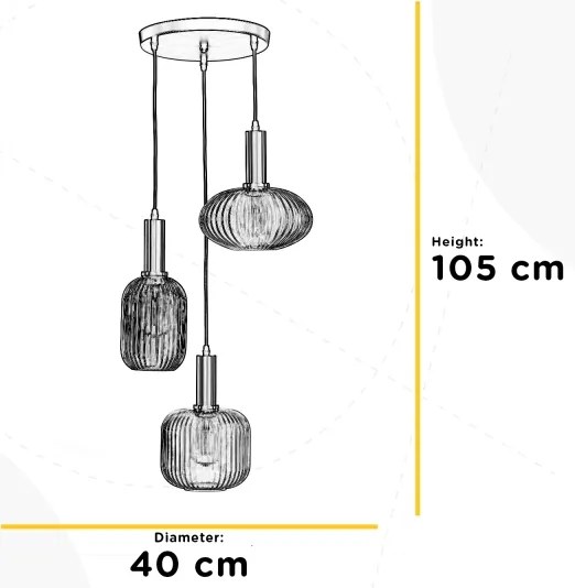 Lustră pe cablu ONLI DOROTY 1xE27/22W/230V albastru/auriu