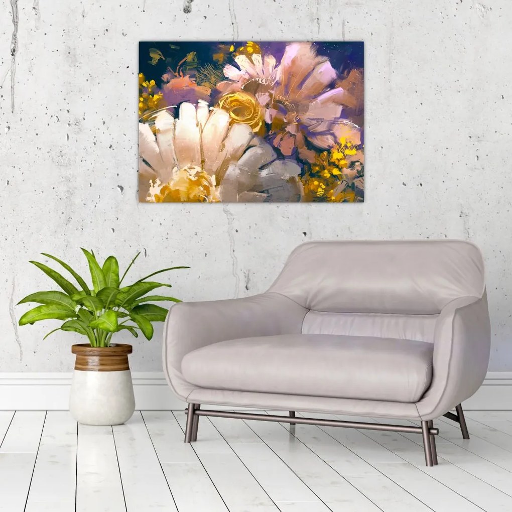 Tablou pe sticlă - Flori (70x50 cm)