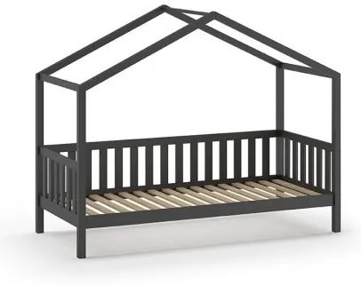 Pat Căsuță cu Protecție, Antracit, 90 x 200 cm, Pin Masiv – Dallas – Vipack