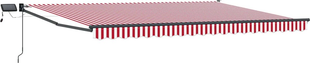 vidaXL Marchiză retractabilă manuală cu led-uri Roșu și Alb 4 × 3 m
