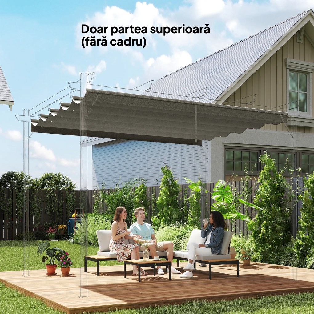 Outsunny Tettuccio di Ricambio per Gazebo 3x3 m con 10 Fori di Drenaggio Grigio | Aosom Romania