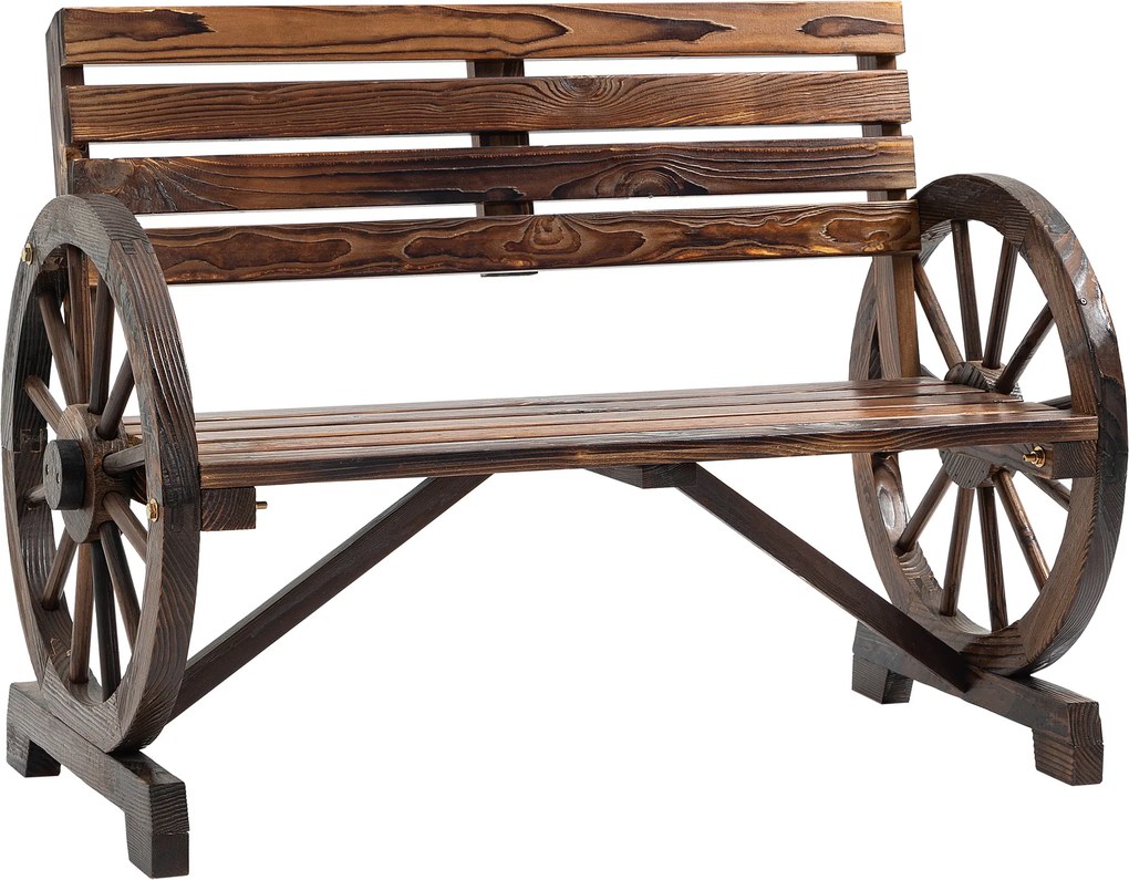 Outsunny Banca Country Fonta 127×60×85 cm – 2‑locuri cu Cotiere Rotative Neagra | Aosom Romania