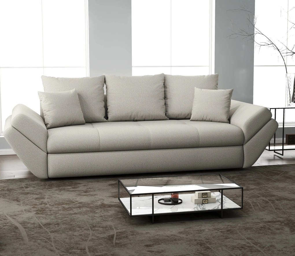 Canapea extensibilă dumonde cu ladă de depozitare si sezut confortabil din spuma high-density, Loana Enjoy Bej 250x100 cm