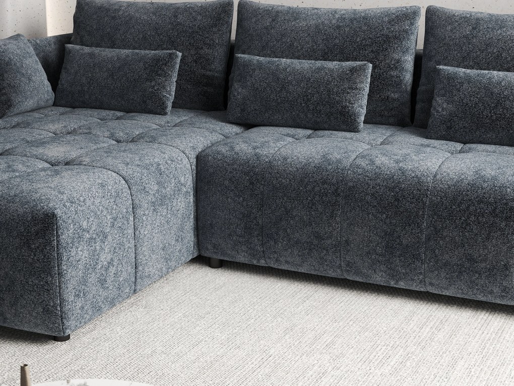 Colțar extensibil dumonde cu ladă de depozitare si sezut confortabil din spuma high-density, Malta Euphoria Grafit 235x185 cm